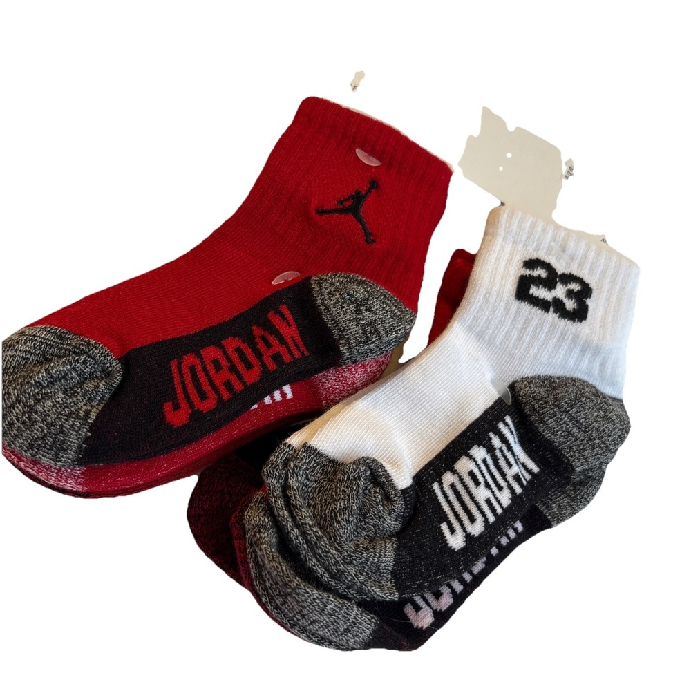 Baby and Toddler Boys Core Jumpman Ankle Socks, Pack of 6‎ Size 2-4